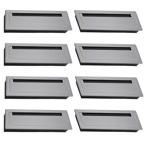 schreibtisch kabeldurchführung Graue Kabeldurchführung mit Bürste, Rechteckige Kabelabdeckung für Schreibtisch, Büroarbeitsplätze und Möbel zur Kabelorganisation(8 pack,300x90mm/11.8x3.5in) von WDJBPSH