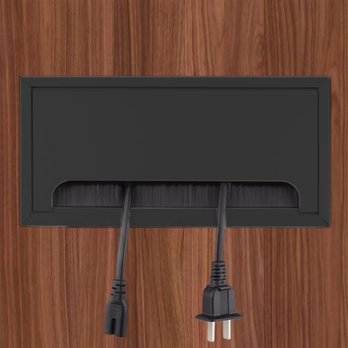 schreibtisch kabeldurchführung Schreibtisch-Kabelkanal mit schwarzer Bürste, Quadratischer Aluminiumlegierung-Drahtdurchlaufdeckel zur Verwaltung von Computer-Schreibtischkabeln(50x12cm/19.7x4.7in) von WDJBPSH