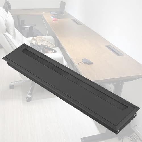 schreibtisch kabeldurchführung Schwarzer Kabellochdeckel für Spieltisch, Aluminiumlegierungs-Kabelorganisatorplatte für Home-Office/Arbeitsbereich/Unterhaltungszimmer(31.5x3.15in/800x80mm) von WDJBPSH