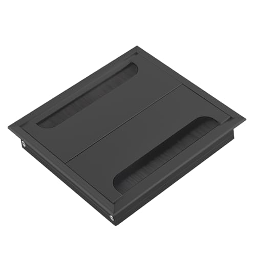 schreibtisch kabeldurchführung Zweiseitiger Bürstenkabelgrommet für Schreibtischlöcher, Quadratischer Aluminiumlegierung-Drahtdurchlauf für Gaming- und Bürosetups(16x14.5cm/6.3x5.7in) von WDJBPSH