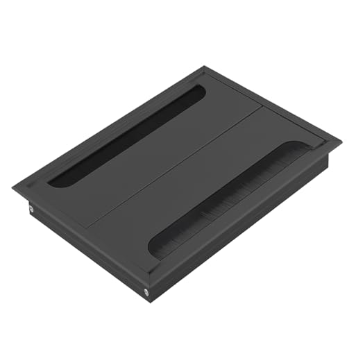 schreibtisch kabeldurchführung Zweiseitiger Bürstenkabelgrommet für Schreibtischlöcher, Quadratischer Aluminiumlegierung-Drahtdurchlauf für Gaming- und Bürosetups(20x14.5cm/7.9x5.7in) von WDJBPSH