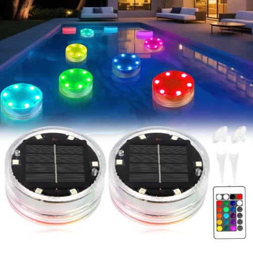WDKXCN 2 Pcs Poolbeleuchtung Solar, Schwimmende Poolbeleuchtung mit Fernbedienung, IP68 Poollicht Unterwasser LED mit Farbwechsel, Pool Lichter Solar, Beleuchtung solar LED für Teich, Brunn WDKXCN 2 Pcs Poolbeleuchtung Solar, Schwimmende Poolbeleuchtung mit Fernbedienung, IP68 Poollicht Unterwasser LED mit Farbwechsel, Pool Lichter Solar, Beleuchtung solar LED für Teich, Brunn von WDKXCN