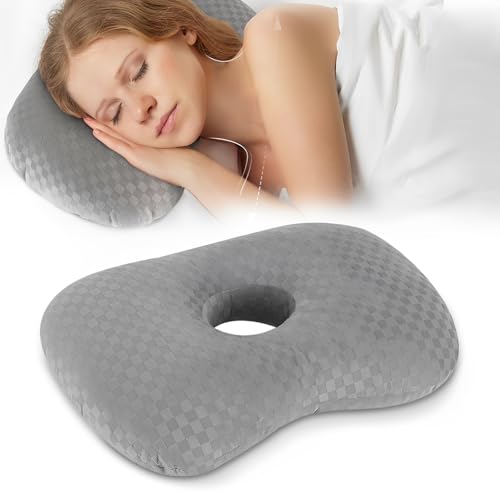 WDKXCN 43cm Piercing Kissen,Piercing Kissen Ohr,PiercingKissen mit Loch,Donut KissenPiercing,Piercing Pillowfür Seitenschläfer, zur Schmerzlinderung ImOhr, Einer Entzündungsreduktion Bei Den Ohren von WDKXCN