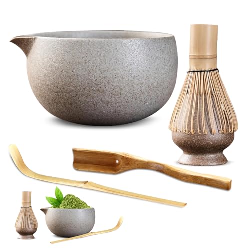 WDKXCN Matcha Tee Set, 5-Teiliges Matcha Besen Set, Macha Tea Set mit Matcha Schale und Besen, Matcha Besenhalter, Schaufel, Bambuslöffel, Matcha Zubehör Set für Japanische Teezeremonie Teeliebhaber WDKXCN Matcha Tee Set, 5-Teiliges Matcha Besen Set, Macha Tea Set mit Matcha Schale und Besen, Matcha Besenhalter, Schaufel, Bambuslöffel, Matcha Zubehör Set für Japanische Teezeremonie Teeliebhaber von WDKXCN