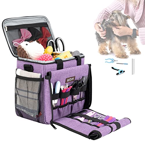 WDM Pet Grooming Tote,Pet Groomer Toolkit,cat Dog Grooming Supplies Organzier Bag, Purple von WDM