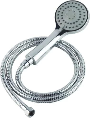 Handbrause mit Schlauch – Hochdruck Duschkopf mit 3 Strahlarten – Wassersparende Handbrause & 1,5m Edelstahlschlauch – Universal Duschkopf mit Anti-Kalk Funktion – Chrom Silber von WDMT