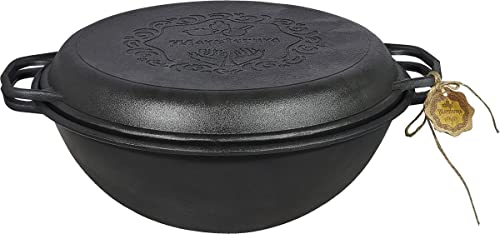 MAYSTERNYA Dutch Oven aus Gusseisen – Kochen im Freien – Grillauflauf aus Gusseisen – Schwarz (12 Liter) von Maysternya