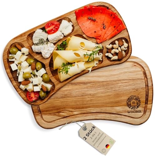 WDOMA Frühstücksbrettchen holz aus Eiche 2er Set - Servierbrett Holz - Snackteller mit Fächern - Vesperbrett Holz - Holzplatte Servierplatte Holz Frühstück Abendbrot - Servierteller Jausenbrett Holz WDOMA Frühstücksbrettchen holz aus Eiche 2er Set - Servierbrett Holz - Snackteller mit Fächern - Vesperbrett Holz - Holzplatte Servierplatte Holz Frühstück Abendbrot - Servierteller Jausenbrett Holz von WDOMA