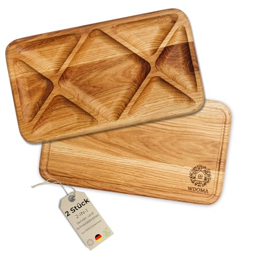 WDOMA Frühstücksbrettchen holz aus Eiche 2er Set - Servierbrett Holz - Snackteller mit Fächern - Vesperbrett Holz - Holzplatte Servierplatte Frühstück Abendbrot - Servierteller Jausenbrett WDOMA Frühstücksbrettchen holz aus Eiche 2er Set - Servierbrett Holz - Snackteller mit Fächern - Vesperbrett Holz - Holzplatte Servierplatte Frühstück Abendbrot - Servierteller Jausenbrett von WDOMA