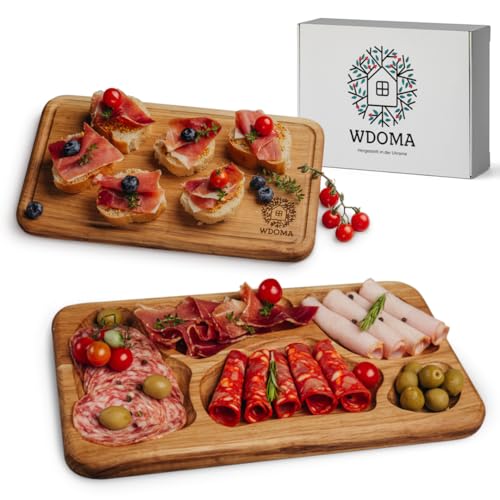 WDOMA Frühstücksbrettchen holz aus Eiche 2er Set - Servierbrett Holz - Snackteller mit Fächern - Vesperbrett Holz - Holzplatte Servierplatte Frühstück Abendbrot - Servierteller Jausenbrett WDOMA Frühstücksbrettchen holz aus Eiche 2er Set - Servierbrett Holz - Snackteller mit Fächern - Vesperbrett Holz - Holzplatte Servierplatte Frühstück Abendbrot - Servierteller Jausenbrett von WDOMA