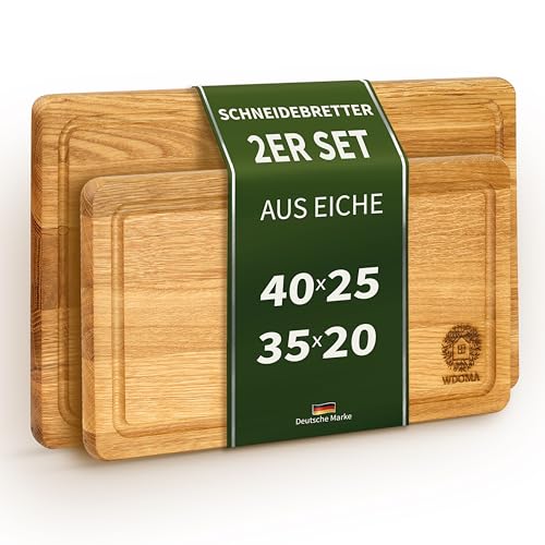 WDOMA Schneidebrett Holz aus Eiche 2er Set 40x25 / 35x20 - Schneidebretter XL/L - Holzbrett Küche - Cutting Board Wood - Holzschneidebrett - Küchenbrett Holz - Wooden Cutting Board, Chopping Boards WDOMA Schneidebrett Holz aus Eiche 2er Set 40x25 / 35x20 - Schneidebretter XL/L - Holzbrett Küche - Cutting Board Wood - Holzschneidebrett - Küchenbrett Holz - Wooden Cutting Board, Chopping Boards von WDOMA