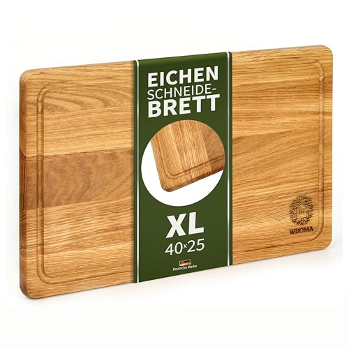 WDOMA Schneidebrett Holz aus Eiche Groß - 40x25x2 cm - Holzbrett Küche Gross - Cutting Board Wood XL - Holzschneidebrett Gross - Hochwertiges Küchenbrett Holz - Wooden Cutting Board - Chopping Board von WDOMA