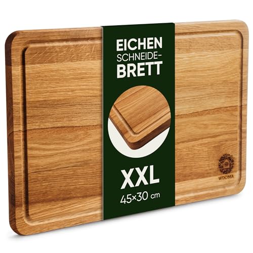 WDOMA Schneidebrett Holz aus Eiche Groß - 45x30x2 cm - Holzbrett Küche Gross - Cutting Board Wood XXL - Holzschneidebrett Gross - Hochwertiges Küchenbrett Holz - Wooden Cutting Board - Chopping Board von WDOMA