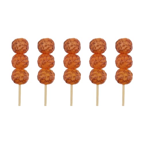 WDONAY 5 Stück Mini-Spieße mit künstlichen Rinderbällchen, realistische Grill-Requisiten, Lebensmittel-Requisiten für Restaurant-Dekoration, Fotografie-Requisite (Rindbällchenspieße) von WDONAY