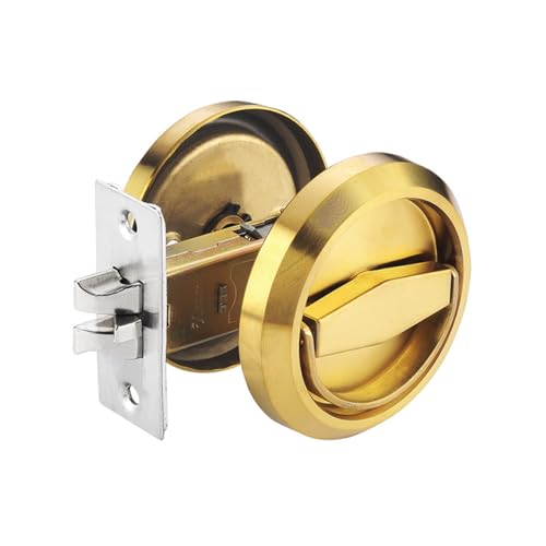 WDONAY Pocket Door Lock, 1 Set Stainless Steel Round Recessed 2 Sided Pocket Door Handles, Sliding Doors Lock for 1 3/20.3 cm to 5.1 cm Thickness Doors (Gold, 2 Sidees) von WDONAY