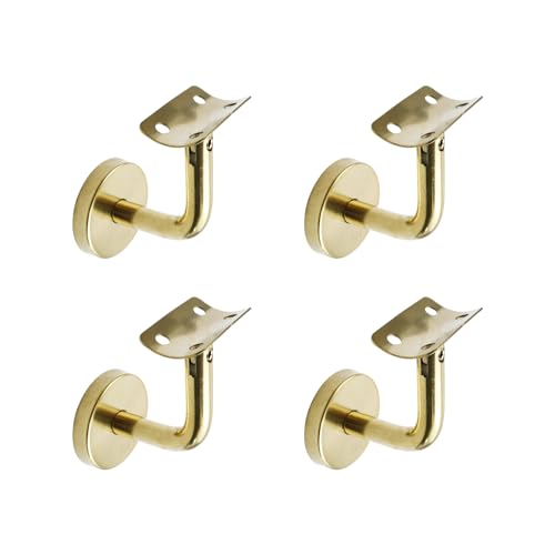 WDONAY Treppenhaus-Handlaufhalterungen, verstellbare Treppengeländer-Halterungen, Handlaufhalter für Korridor-Familientreppen (gebogener Kopf, Gold, 5,5 x 7,9 cm), 4 Stück von WDONAY