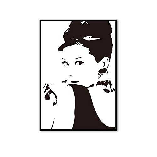 WDQTDW Leinwanddruck Schwarz Weiß Audrey Hepburn Wand Kunst Leinwand Gemälde Zitate Minimalistischen Poster Und Drucke Wandbild Für Wohnzimmer Home Decor von WDQTDW
