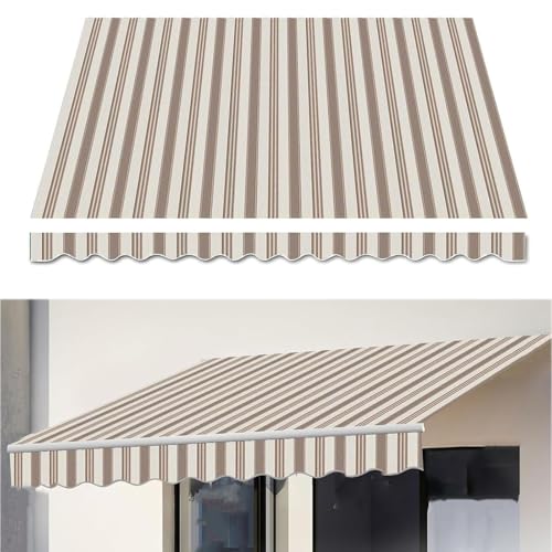 Einziehbarer Ersatzgewebe Der Patio -markise (ohne Rahmen) Manueller Sonnenschatten -markise -abdeckung mit Wasserdicht Sonnenschutzheim Ployester Leinwand mit Front Valanc(Size:4x2.5m,Color:Streifen) von WDQUSLQQ