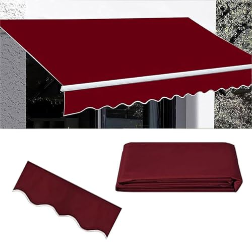 Manuell Einziehbare Außenmarkise Ersatztuch (ohne Gestell), 100% 280g Ployester Sonnenschutztuch für Terrasse Shop mit Front Valance(Size:4x2m,Color:rot) von WDQUSLQQ