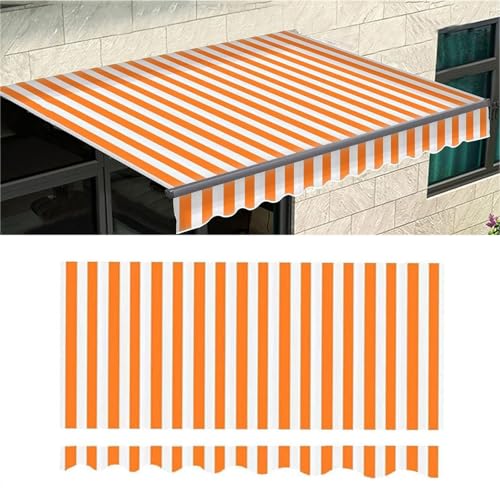 Manuell Einziehbare Terrassenmarkise Ersatztuch (nur Stoff), Sonnenschutzdach Ersatztuch Wasserfest Polyester für Markisen Terrasse Hof(Size:3.5x2m,Color:Stripes 2) von WDQUSLQQ