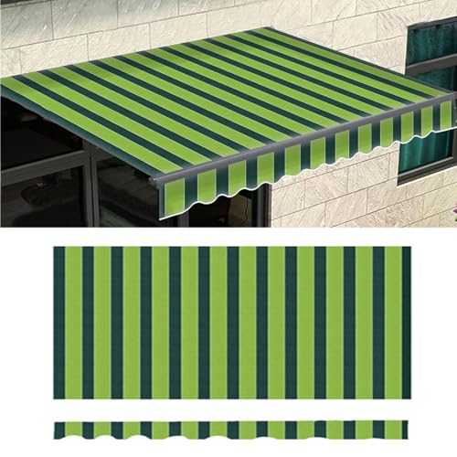 Manuell Einziehbare Terrassenmarkise Ersatztuch (nur Stoff), Sonnenschutzdach Ersatztuch Wasserfest Polyester für Markisen Terrasse Hof(Size:5.5x3m,Color:Stripes 3) von WDQUSLQQ