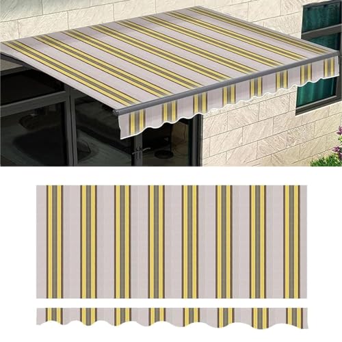 Markisengewebeersatz für Manuelle Einziehbare Markise Wasserdacher Im Freien Im Freien mit Uv Schutz Sonnenschirm Markise Cover für Hof Terrasse(Size:3x2.5m,Color:Streifen) von WDQUSLQQ