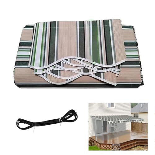 WDQUSLQQ Einziehbarer Ersatzstoff Der Patio -markise (nur Stoff) mit Volant Sunscade Baldachin Tuch Wasserdichtes Polyester Sun Shade Shelter Canvas(Size:2.5x2m,Color:Stripe) von WDQUSLQQ