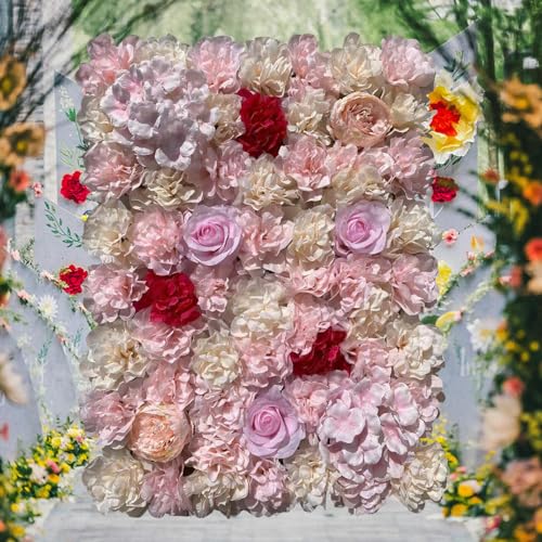 20 Stücke 40 x 60 cm Blumenwand Künstliche Blumen Künstliche Blumen Säule Kunstblumen Panel DIY Blumenwand Rosenwand Wand Hintergrund für Hochzeit Party Heimdekoration von WDRENTOOL