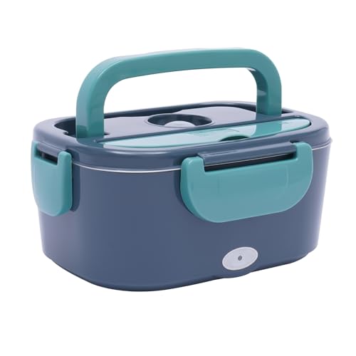 WDRENTOOL 1.5L Elektrisch Beheizte Lunchbox, 40W Tragbarer Speisenwärmer Elektrische Lunchbox, Essen Warmhaltebehälter für Auto/LKW &Büro 12V 24V 220V (Dunkel oder Tiefgrün) von WDRENTOOL
