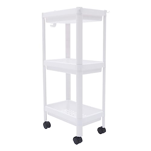 WDRENTOOL Küchenregal Weiß Badregal 3Etagen Beweglich Standregal auf Rädern 36 * 22.5 * 79.5cm von WDRENTOOL