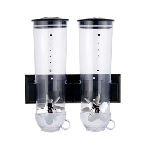 WDRENTOOL Müslispender, 3L Doppelbonbonspender, 2er-Pack, Müslispender, Wandmontage Cerealienspender Doppelt Trockene Lebensmittel Spender Küchenspender von WDRENTOOL