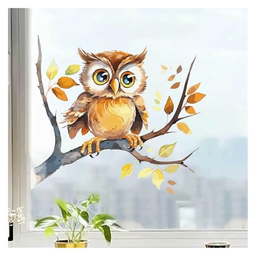 Fensterbilder 1 stücke Abnehmbare PVC Windows Aufkleber Kinder Zimmer Dekoration Hause Zweig Eule Glas Aufkleber von WDSBZNB