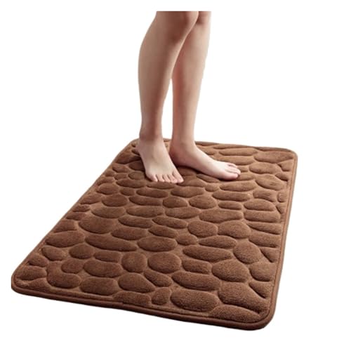 WDSBZNB Badematte Badematte aus Memory-Schaum mit Kopfsteinpflaster-Prägung, for Badezimmer, Badewanne, Waschbecken, Badewannenseite, Bodenteppich, Duschraum-Fußmatte for Badezimmer(Coffee,40x60CM) von WDSBZNB