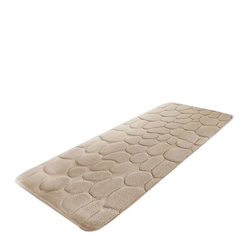 WDSBZNB Badematte Große Badezimmer-Bodenmatte, rutschfest, saugfähig, Badezimmerteppich, Lange Streifen, Badewannen-Bodenmatte, Heimdekoration(Apricot,60cm x 160cm) von WDSBZNB