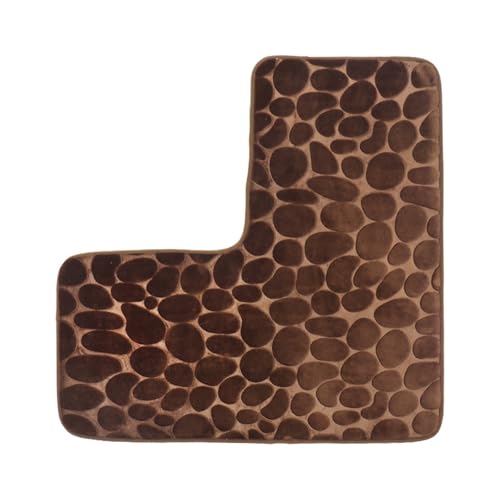 WDSBZNB Badematte L-förmige Eckmatte fürs Badezimmer mit Kopfsteinpflaster, wasserabsorbierendem Flachbodenteppich, weiche, rutschfeste Badezimmermatten(Coffee) von WDSBZNB
