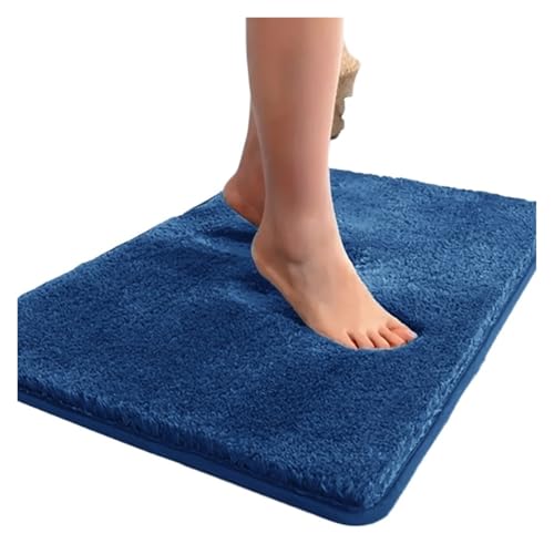 WDSBZNB Badematte Wasserabsorbierende, rutschfeste Badezimmermatte, verdickter Badezimmerteppich, Langhaarteppich, maschinenwaschbare Toilettenmatte(Blue2,400MMx600MM) von WDSBZNB