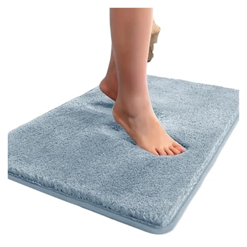 WDSBZNB Badematte Wasserabsorbierende, rutschfeste Badezimmermatte, verdickter Badezimmerteppich, Langhaarteppich, maschinenwaschbare Toilettenmatte(Grey,400MMx600MM) von WDSBZNB
