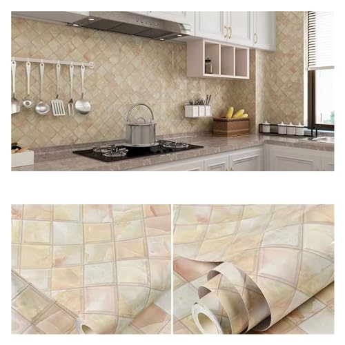 WDSBZNB Klebefolie 60 cm breite Küchen-Vinyl-Marmor-Tapete, ölbeständig, abnehmbare Folie, Selbstklebender wasserdichter Wandaufkleber for Badezimmer-Wanddekoration(A17,50CMX1M) von WDSBZNB