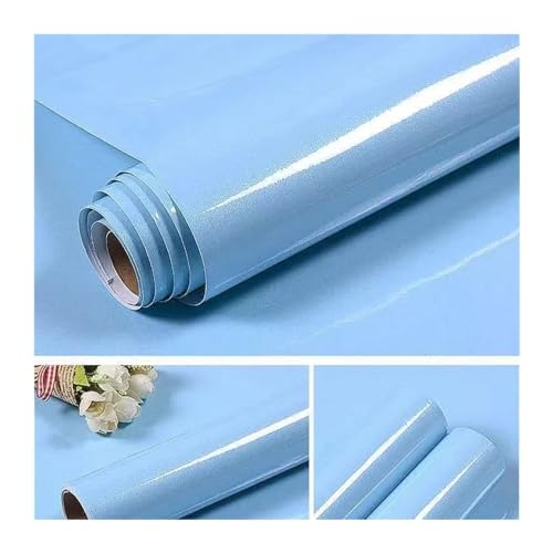 WDSBZNB Klebefolie Aufkleber for die Renovierung Alter Schränke, Küchenherd, Tischplatte, ölbeständige Folie, Selbstklebende, wasserfeste, einfarbige Tapete mit Heller Farbe(Blue,5mx60cm) von WDSBZNB