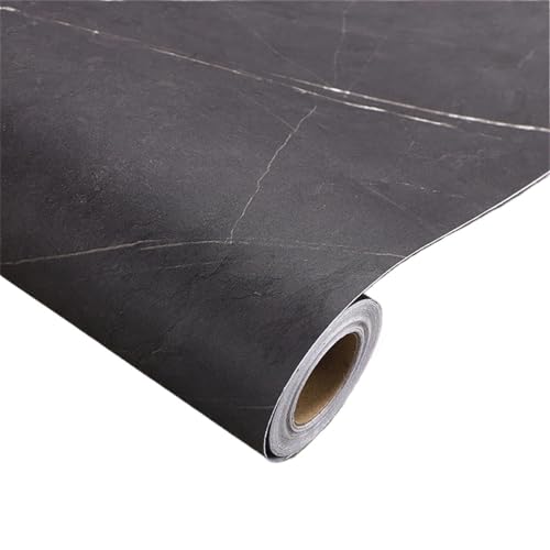 WDSBZNB Klebefolie Dicke mattschwarze PVC-Marmor-Selbstklebende Tapete, Wandaufkleber, Küche, ölbeständig, Desktop-Möbelfolie, Heimdekoration(20x100 cm) von WDSBZNB