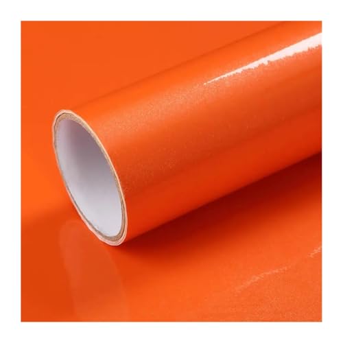 WDSBZNB Klebefolie Küche Ölbeständige Tapete Schrank Desktop Kleiderschrank Renovierung Wand Glänzend Selbstklebend Möbel Dekor Glänzende Kontaktfolien(Orange,60cm x 1m) von WDSBZNB