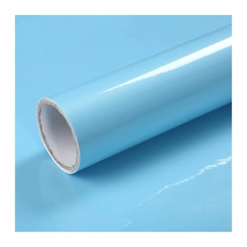 WDSBZNB Klebefolie Küche Ölbeständige Tapete Schrank Desktop Kleiderschrank Renovierung Wand Glänzend Selbstklebend Möbel Dekor Glänzende Kontaktfolien(Sky Blue,60cm x 2m) von WDSBZNB