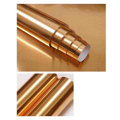 WDSBZNB Klebefolie Selbstklebende, wasserfeste, ölbeständige Gefrierschränke, renovierte Küchenschränke, Kochfeldaufkleber, Aufzugstapete, gebürstete Metallfolie(Brushed Gold,80cm x 5m) von WDSBZNB