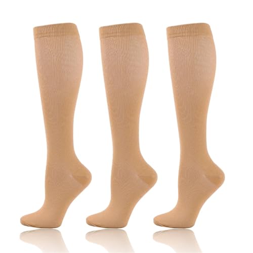WDSBZNB Kompressionsstrümpfe 3 Piars Kompressionsstrümpfe for Leggings Laufdruck Fußballsocken for Erwachsene Edition Network Red Pressure Nurse Socks(3YSZ03-SK,S-M) von WDSBZNB