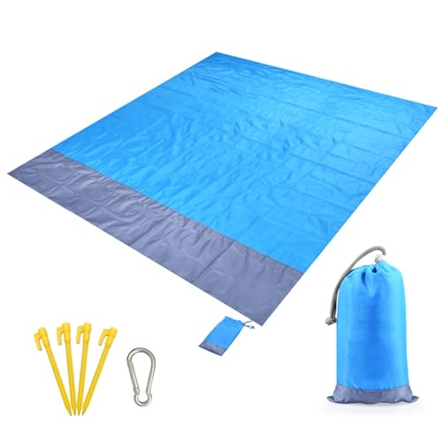 WDSBZNB Picknickdecke Strandmatte Outdoor Campingmatte Decke Faltbar Sandfrei Tragbar(Blue 1) von WDSBZNB