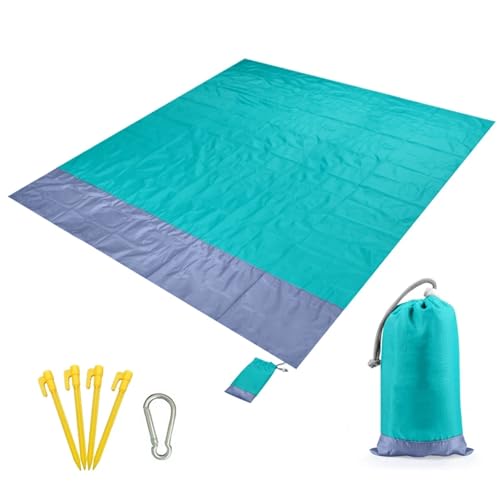 WDSBZNB Picknickdecke Strandmatte Outdoor Campingmatte Decke Faltbar Sandfrei Tragbar(Green 2) von WDSBZNB