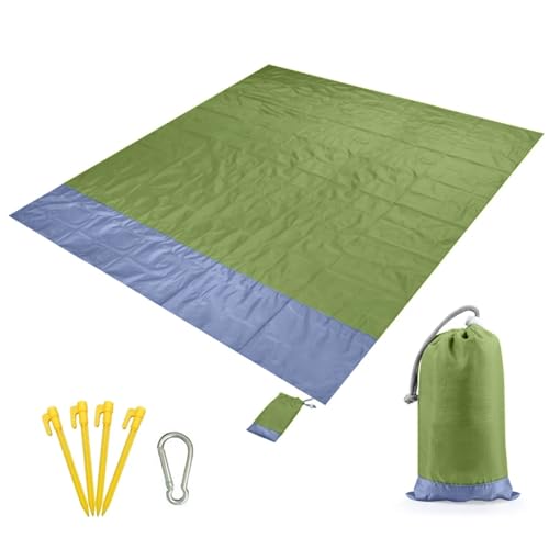 WDSBZNB Picknickdecke Strandmatte Outdoor Campingmatte Decke Faltbar Sandfrei Tragbar(Green 3) von WDSBZNB