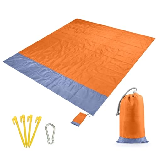 WDSBZNB Picknickdecke Strandmatte Outdoor Campingmatte Decke Faltbar Sandfrei Tragbar(Orange) von WDSBZNB
