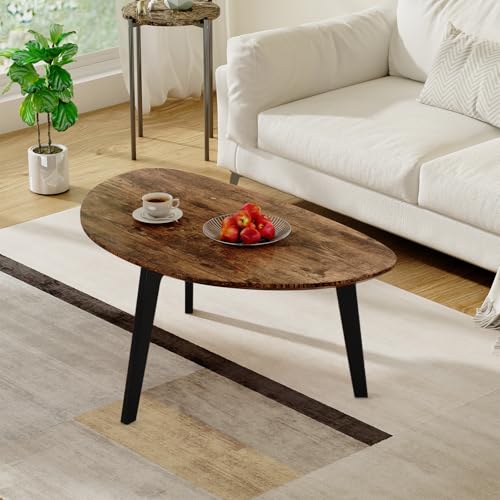 WDSHIYI Large Oval Coffee Table Espresso Wood Mid Century Modern Unique Retro Farmhouse, Zeitgenössische dreieckige tische, Wohnzimmer, Schlafzimmer - nachttische und EIN büro von WDSHIYI