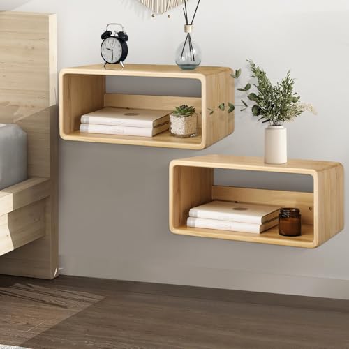 WDSHIYI Schwebender Nachttisch, Wandmontage, Nachttisch, Holz, Nachttisch, Wandhalterung, schwebende Regale für Schlafzimmer, Wohnzimmer, Badezimmer, Küche, Büro von WDSHIYI